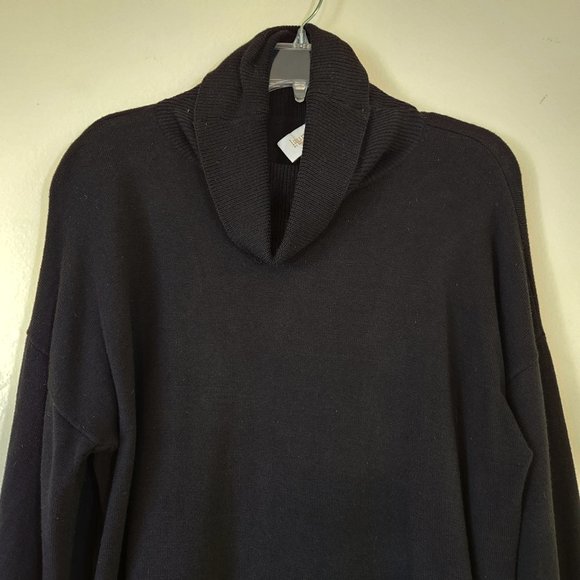 Laundry Shelli Segal Black Turtleneck LS Ruffle Cuffs/Waist Sweater Large - Picture 2 of 13